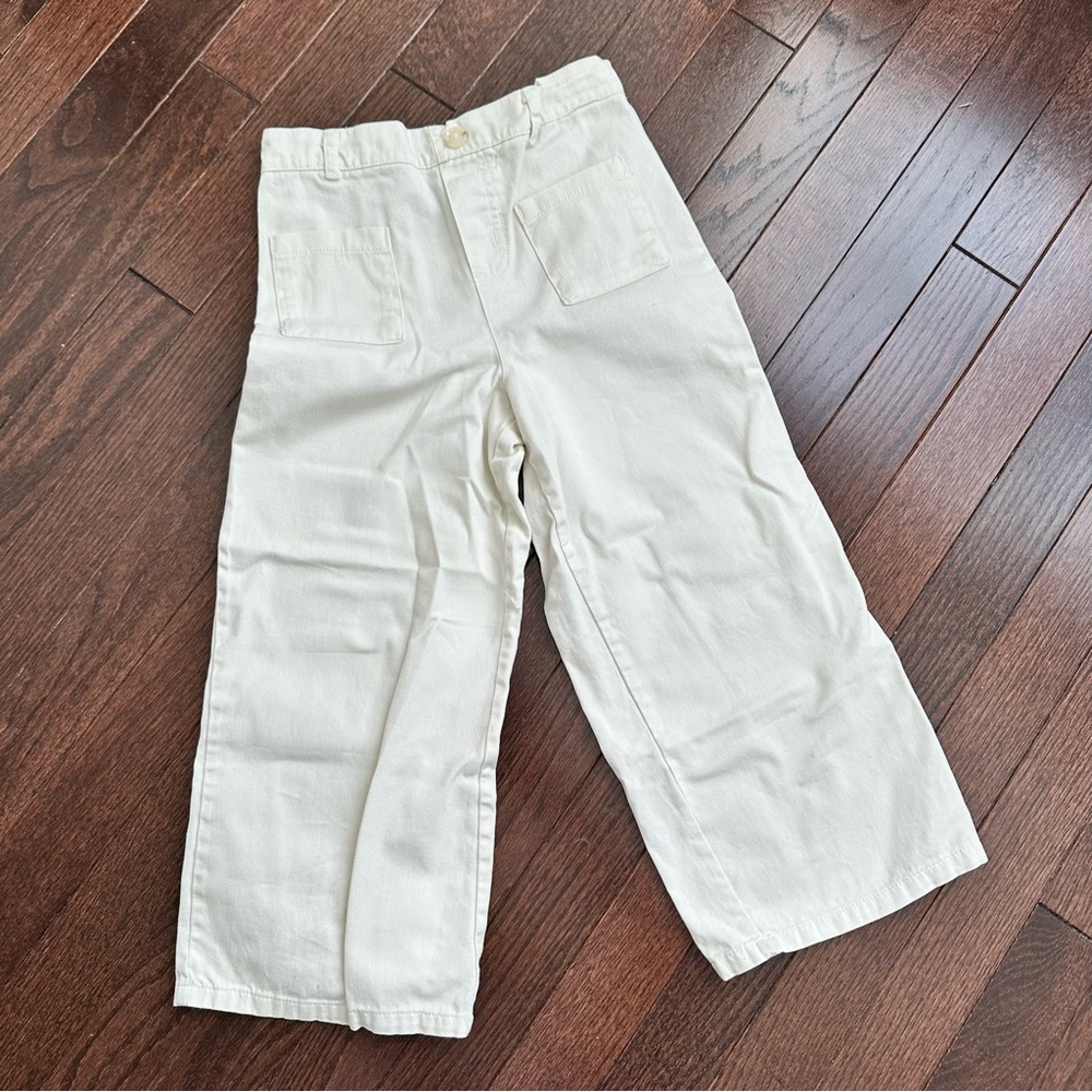 Kids Cream Wide-Leg Pants